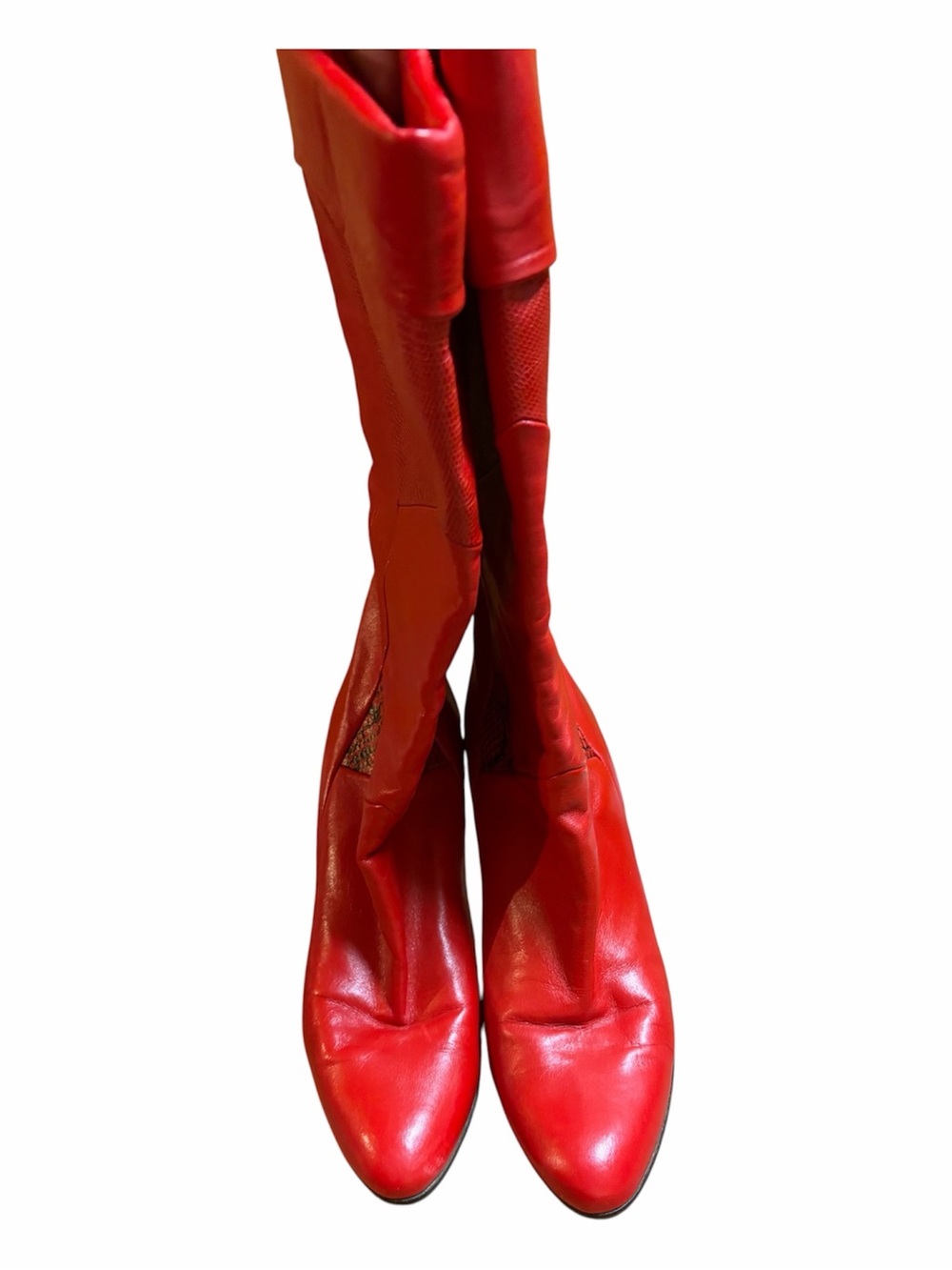 Women's Red Over-the-Knee Leather Boots